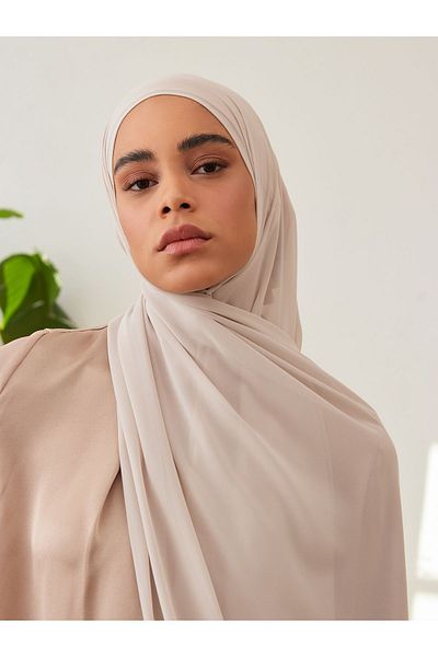Femple Modest Luxury Chiffon Shawl - Small Size, Cool Grey, 145X55Cm Hijab