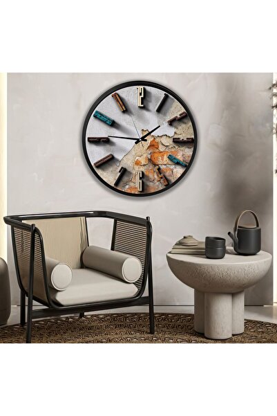 EMYA HOME Stone Kanvas (Ahşap) Duvar Saati - 70 cm