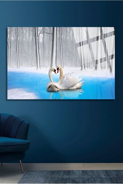 TAULART Dear Lover Swans Pictură de lux din sticlă indestructibilă, cadou pen...