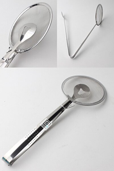 QNİAY Steel Strainer Tongs Frying Colander Oil Decanter Practical Sieve Tongs