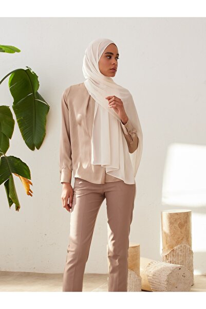 Femple Modest Luxury Ivory Colored Chiffon Shawl - Small Size, 145X55Cm Hijab