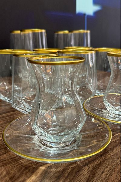 ASYA BAZAAR 24 Piece Gilded Tea and Soft Drink Glass Set