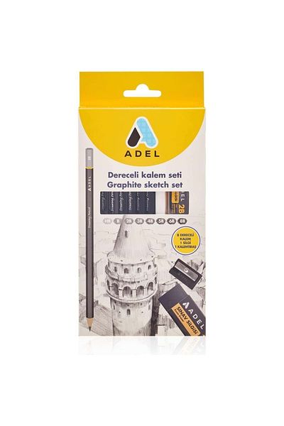 Adel 8-Grade Graduated Pencil Set - Eraser and Shaving Pencil (15229)