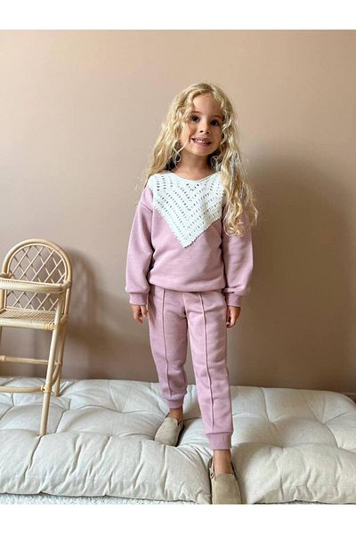 anonim Lace Collar Tracksuit Set