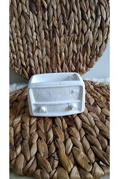 evdeki atölyem Beyaz Dekoratif Radyo Saksı/el Yapımı (13X8 CM)