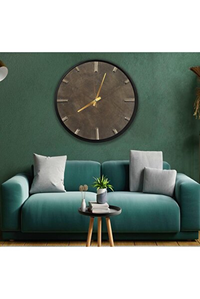 EMYA HOME Gold Stone Kanvas (Ahşap) Duvar Saati - 70 cm