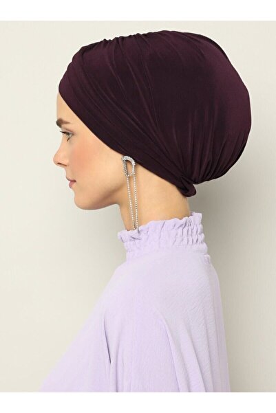Mervin Şal Cross Three-Striped Ready-made Turban - Plum - 4 -