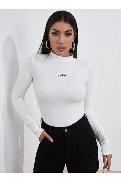 Actiwear Μπλούζα κορμάκι με ριμπ εμπριμέ μισό ζιβάγκο