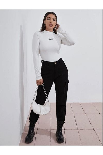 Actiwear Μπλούζα κορμάκι με ριμπ εμπριμέ μισό ζιβάγκο