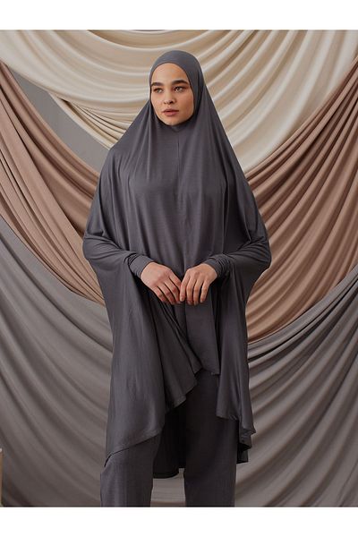 Femple Modest Πρακτικό χιτώνα προσευχής - Σκούρο γκρι, Onesize, Prayer Khimar