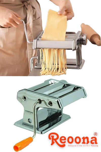 Reoona 150 mm Noodle Pasta Making Cutting Machine - Dough, Lazagne, Spaghetti and Raviolli