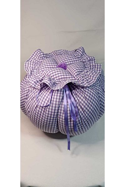 YS HOME TEKSTİL Lilac Checkered Yogurt Fermentation - Cushion/Overalls