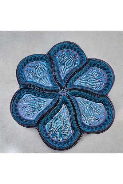 sharpart Sharp&Art Ceramic Embossed Patterned 7 Piece Breakfast and Snack Presentation Set