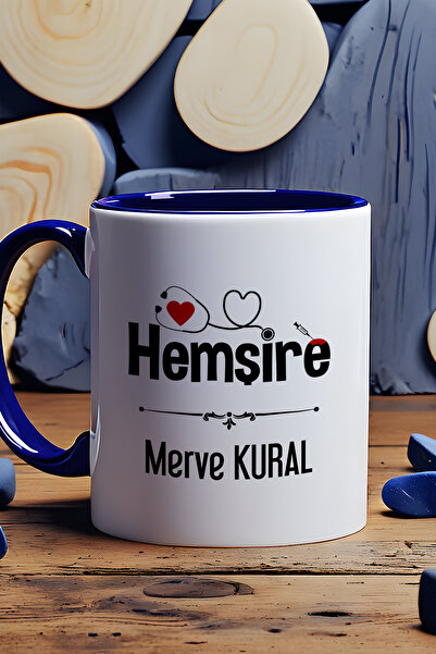 Hedizu Kişiye Özel Hemşire Kupa Bardak Lacivert İsme Özel Tıp Bayramı Hediyesi