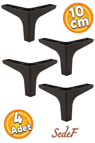 Badem10 Sedef Mobilier de lux Canapea Masă de cafea Unitate TV Fotoliu Picior 10 Cm Picioare negre (4 buc.)