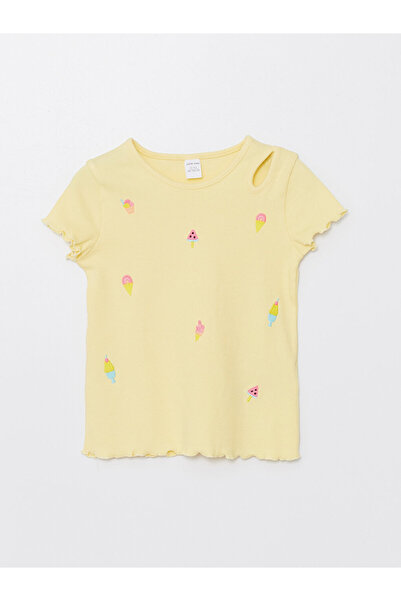 LC Waikiki Koszulka z krótkim rękawem i okrągłym dekoltem dla dziewczynki z nadrukiem