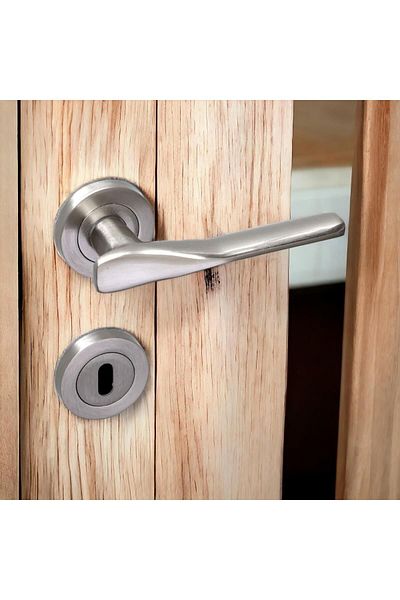 Badem10 (1 set) Mâner de ușă din satin cu insignă Ustala Mânere compatibile cu ușa pe plajă, potrivite pentru stânga