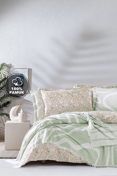 Yataş Lenzy Single Duvet Cover Set / Dowry Set - Sage