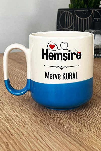Hedizu Kişiye Özel Hemşire Pro Kupa Bardak Mavi İsme Özel Tıp Bayramı Hediyesi