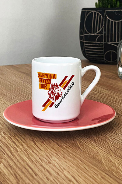 Hedizu Kişiye Özel Taraftar Sarı Kırmızı Türk Kahvesi Fincanı Pembe Babaya Ab...