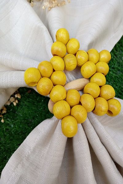Emtory Home 6 Pieces of Yellow Wooden Ringed Star Napkin Rings - Napkin Ring