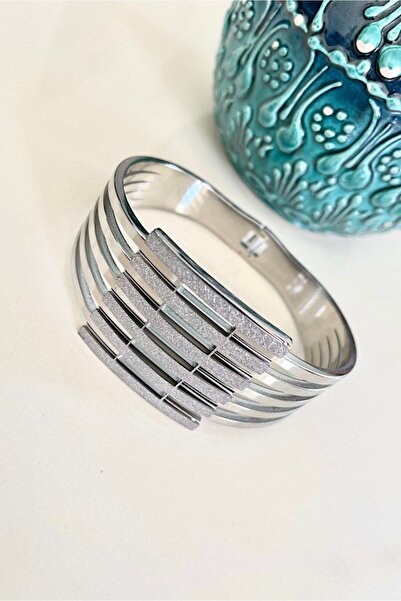 ATİLA Jewelry Kaburga Kelepçe Gümüş Renk Çelik Bilezik