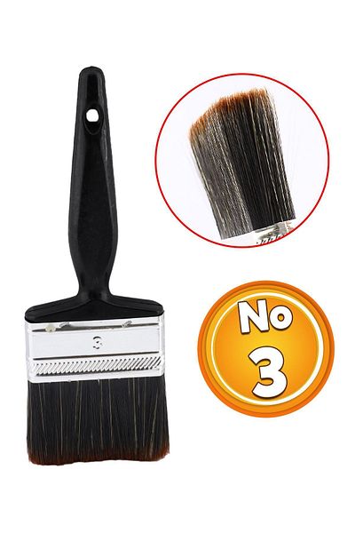 Badem10 Plastic Handle Oil Paint Brush No: 3 Painting Painter Brush Hobby Art Wall Metal Wood Painting