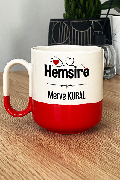 Hedizu Kişiye Özel Hemşire Pro Kupa Bardak Kırmızı İsme Özel Tıp Bayramı Hedi...