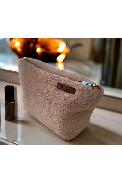 LİFENES Pink Teddy Plush Makeup Bag