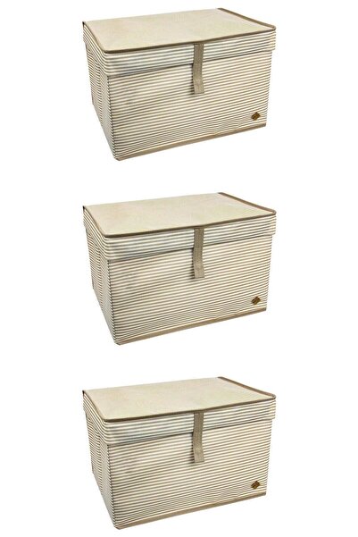 ALAS 3 Multi-Purpose Boxes Maxi Brown Striped 50X40X30 cm