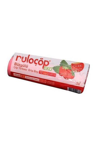 Ruloçöp Drawstring Garbage Bag Medium Size Strawberry Scented Garbage Roll - 5 Pack