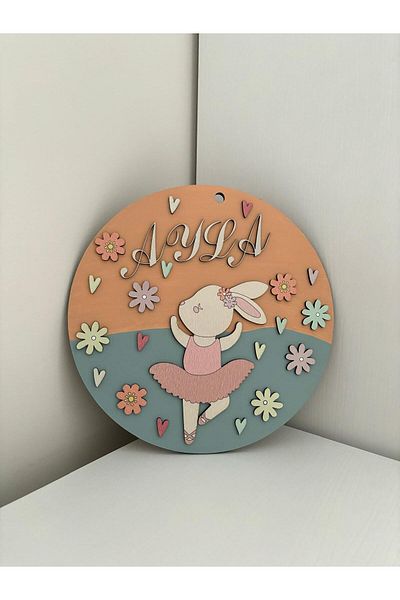 Icon Round Sole and Rabbit Patterned Door Ornament for Girl