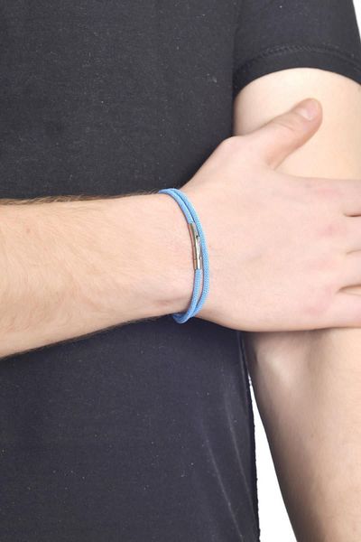 LABALABA MEN'S STEEL CLOSURE LIGHT BLUE ACRYLIC COIL BRACELET