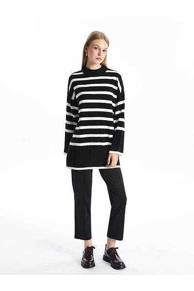 LC Waikiki Lcw Modest Crew Neck Striped Women's Knitwear Tunic
