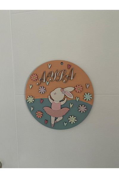 Icon Round Sole and Rabbit Patterned Door Ornament for Girl