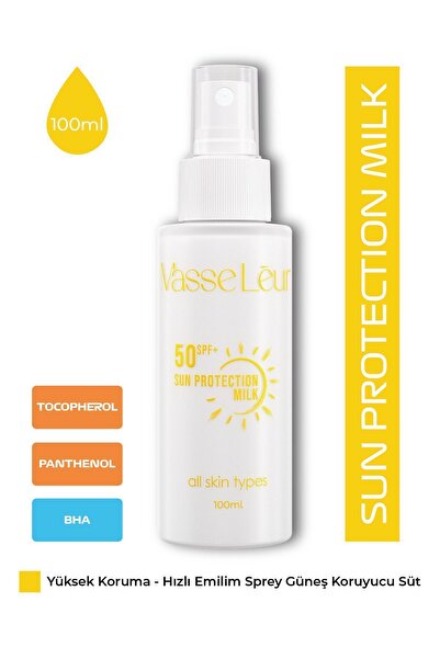 Masse Leur 50 Spf Leke Baskılayan Ve Nemlendiren Güneş Koruyucu Süt Sprey 100 ml