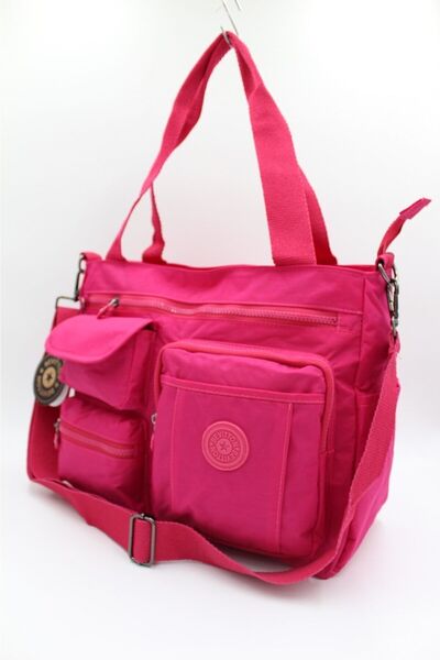 Bevitton Ροζ Χρώμα Πολλαπλών Διαμερισμάτων Αδιάβροχο Υφασμάτινο Μπράτσο και Τσάντα ώμου 7300