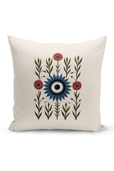 Bertille Home Nazar Series - Double Sided Digital Printed Throw Pillow Cover (Evil Eye Pillow Cover)