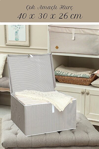 DaisyHome 5 Adet Çok Amaçlı Kapaklı Kumaş Kutu Duvarlı Hurç Sandık 40x30x26 Hurç