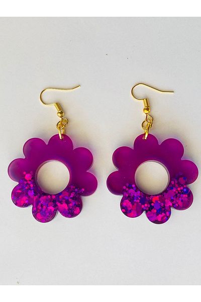 Ustaeller Earring-Flowered Purple Earring
