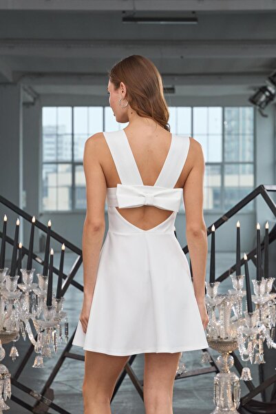 NOK İSTANBUL Ribbon Romance Mini Dress Beyaz
