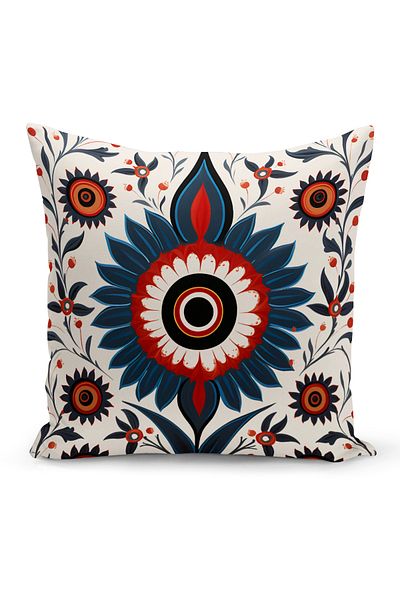 Bertille Home Σειρά Evil Eye - Κάλυμμα μαξιλαριού με ριχτάρι διπλής όψης με ψηφιακή εκτύπωση (Κάλυμμα μαξιλαριού Evil Eye)