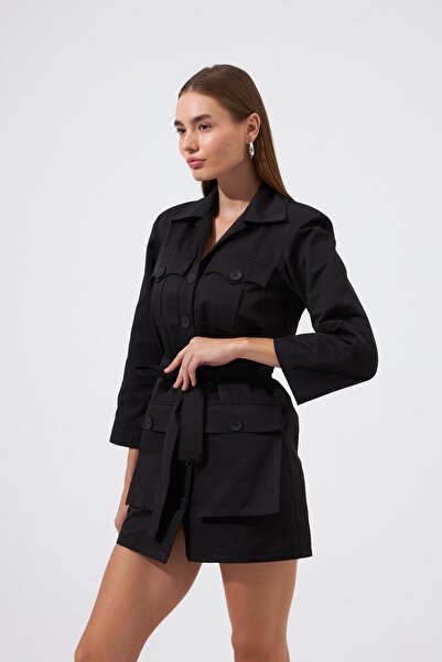 NOK İSTANBUL Street Serisi Heidi Trenç Elbise Siyah