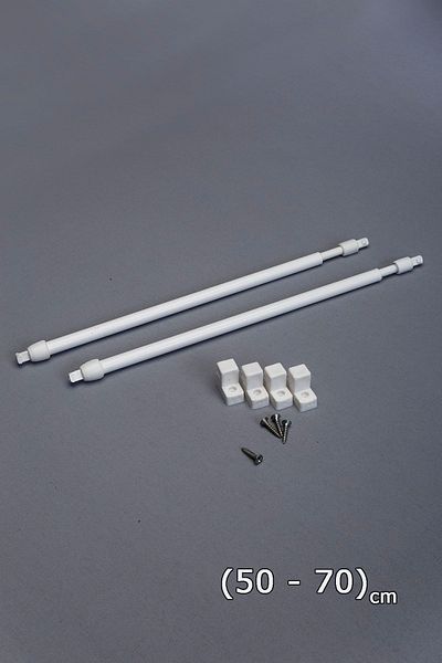 VENTİ PERDE 50 - 70 Cm Adjustable Brizing Rod, 2 Aluminum Curtain Pipes, 4 Heads