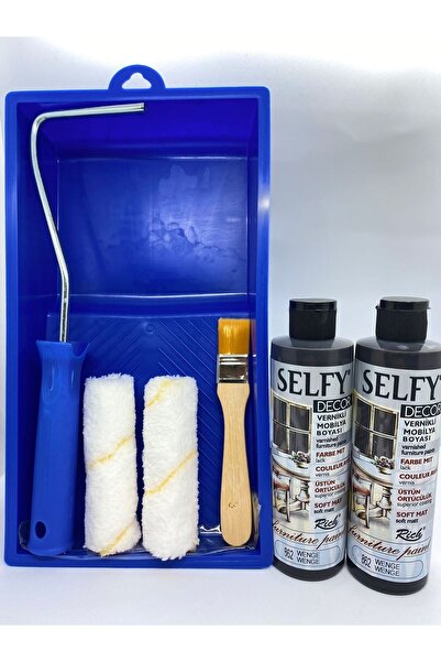 Rich Selfy Decor Kendinden Vernikli Mobilya Boyası 240 Cc Wenge 2x + Boyama Rulo Seti