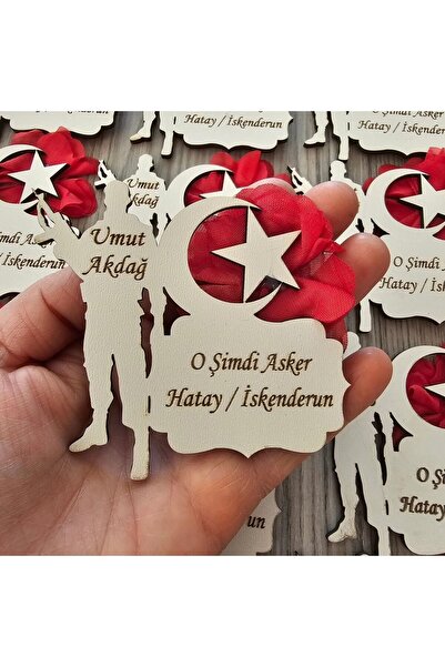 guluslazerkesim 25 ADET AHŞAP ASKER DESENLİ MAGNET ASKER HATIRASI MAGNET