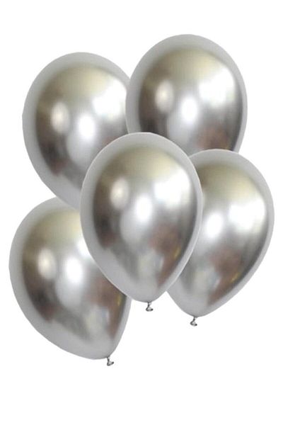 Partifabrik 10 Pieces Chrome Metallic Balloon Silver