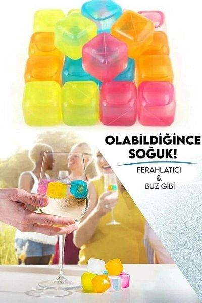 HİROS'H 12-Piece Ballpoint Color Ice Mold Silicone Ice Cube Cooler