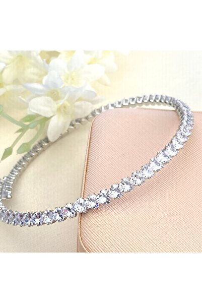 Kyver Choker Kolye Zirkon Kalp Su Yolu Esnek Kelepçe Kolye Gold 39 Cm