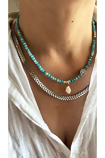 by özllem مجموعة قلادة Yazs بتصميم حبة زجاجية